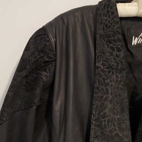 Winlit Black leather dolman batwing sleeve jacket moto Large - Picture 2 of 10